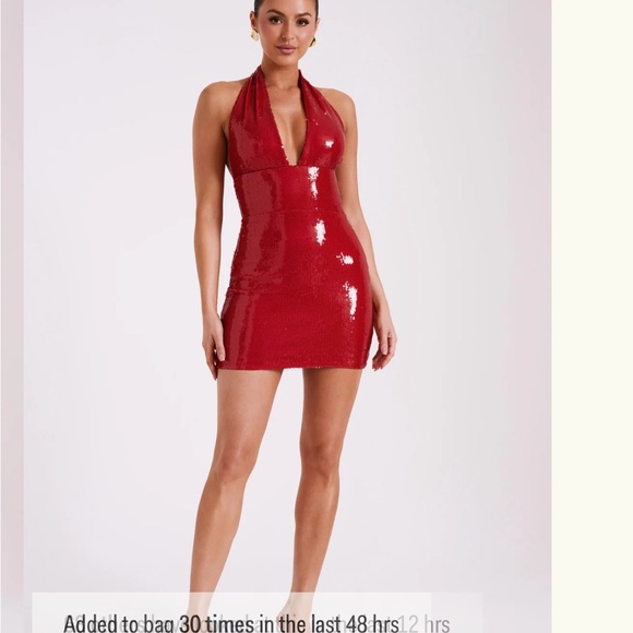 Meshki Carleigh red sequin halter dress - Picture 7 of 8